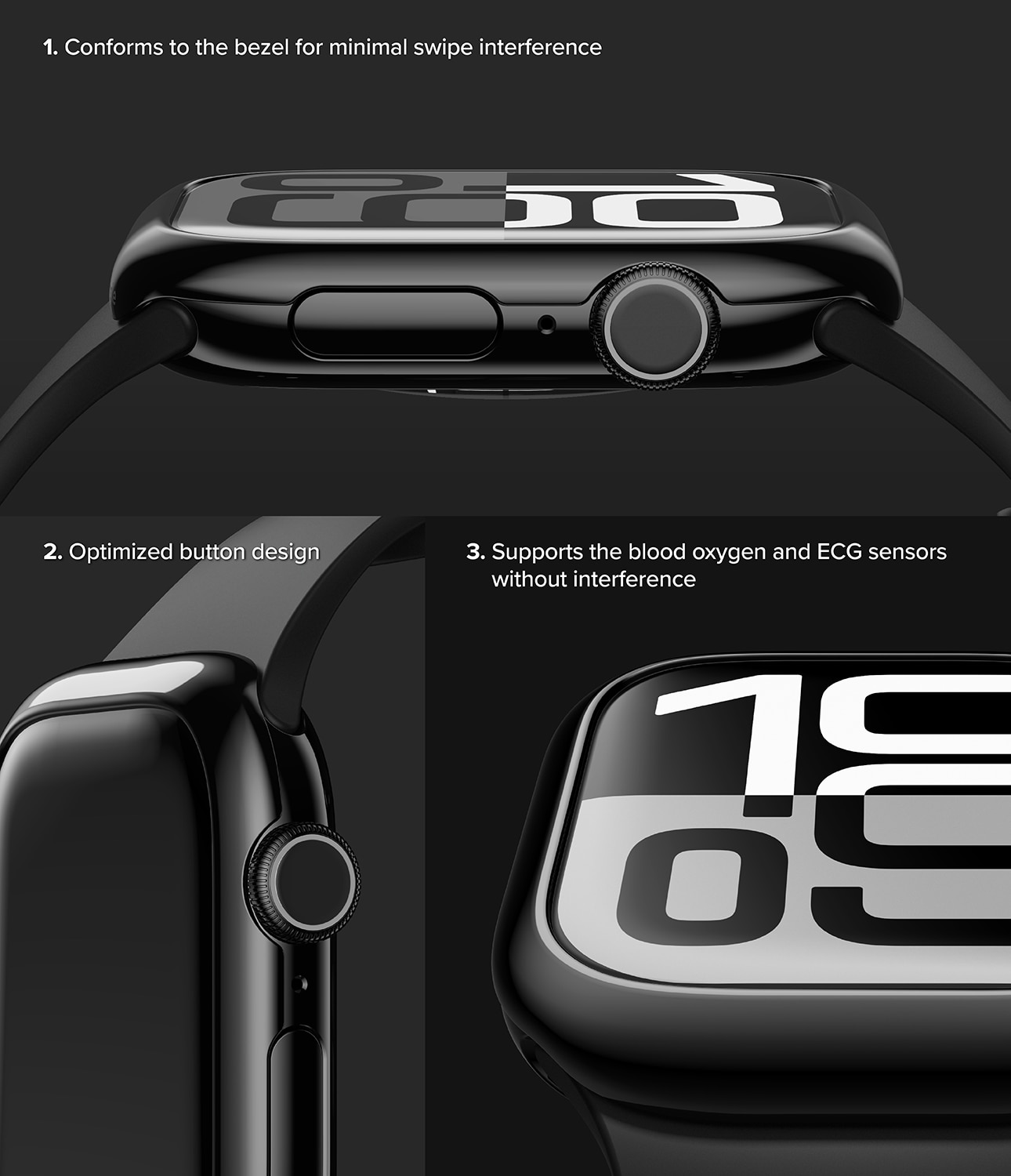 Apple Watch Series 11 42mm Beskyttelsesring - Bezel Styling Sort