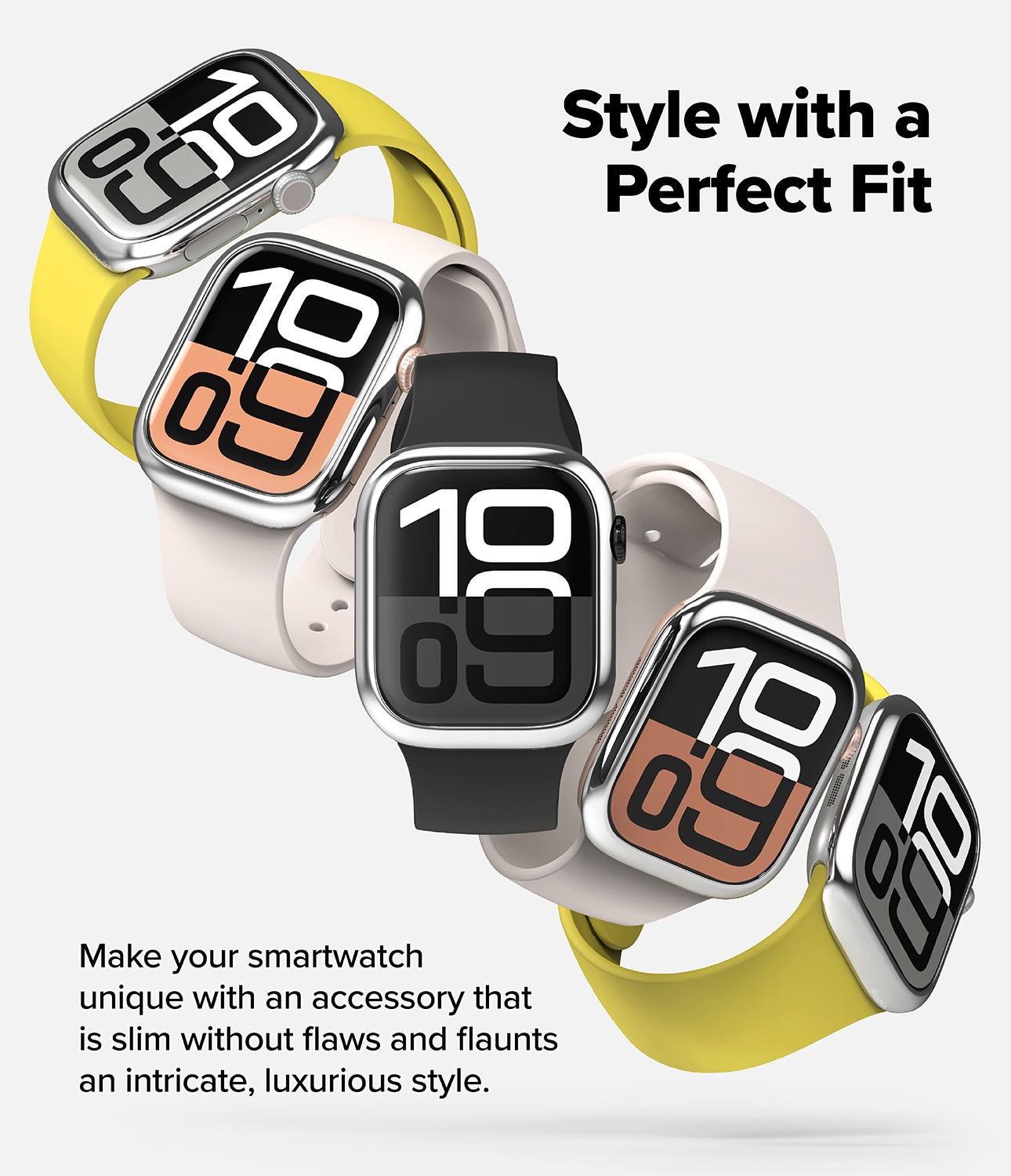 Apple Watch Series 10 46mm Beskyttelsesring - Bezel Styling Sølv