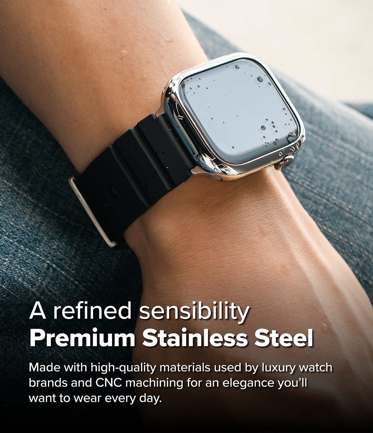 Apple Watch Series 10 46mm Beskyttelsesring - Bezel Styling Sølv