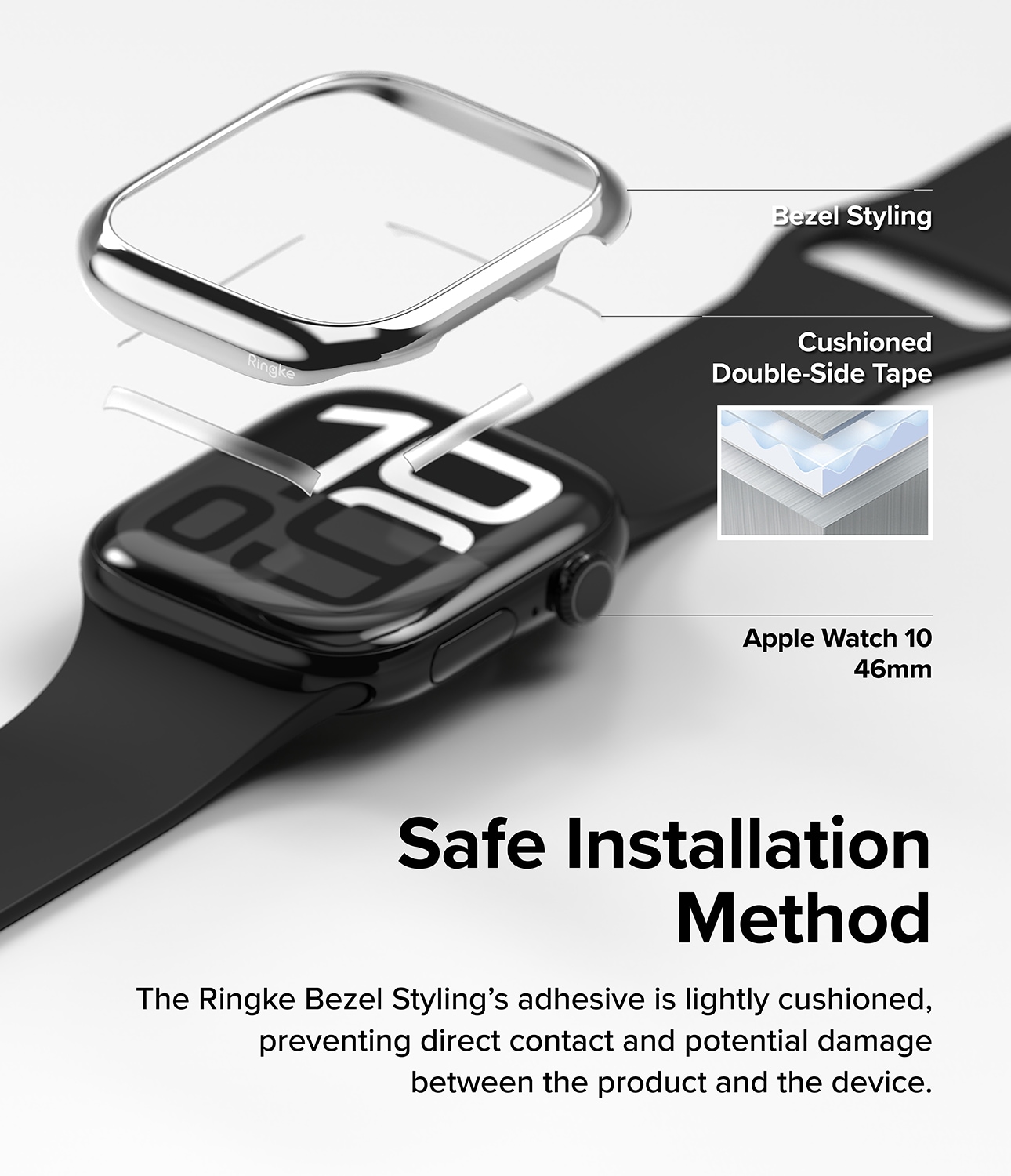 Apple Watch Series 10 46mm Beskyttelsesring - Bezel Styling Sølv