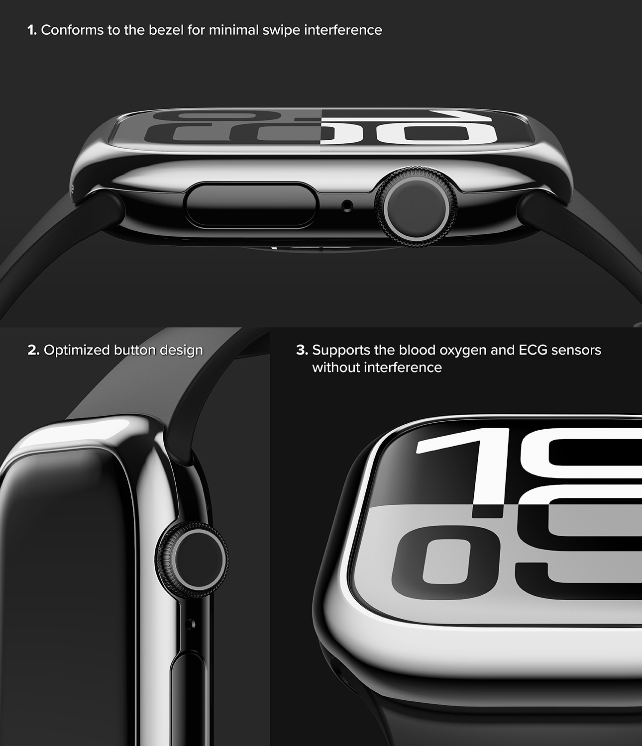 Apple Watch Series 10 46mm Beskyttelsesring - Bezel Styling Sølv