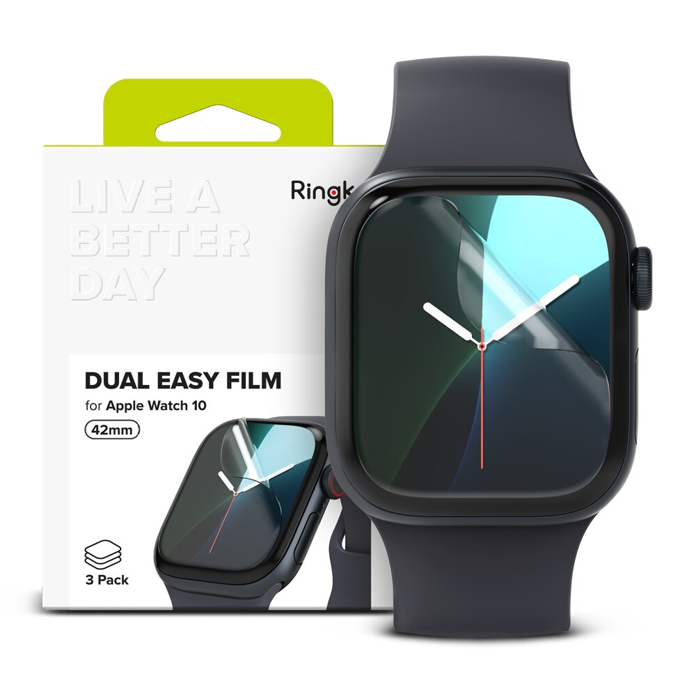 Apple Watch Series 10 42mm Skærmbeskytter beskyttelsesfilm - Dual Easy (3-pak)