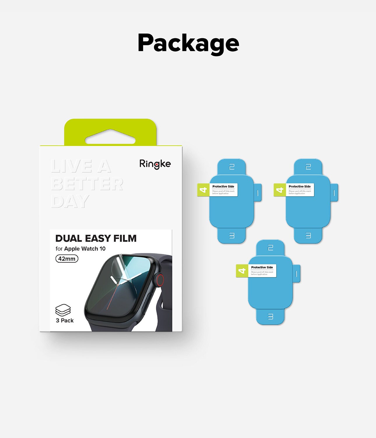 Apple Watch Series 10 42mm Skærmbeskytter beskyttelsesfilm - Dual Easy (3-pak)