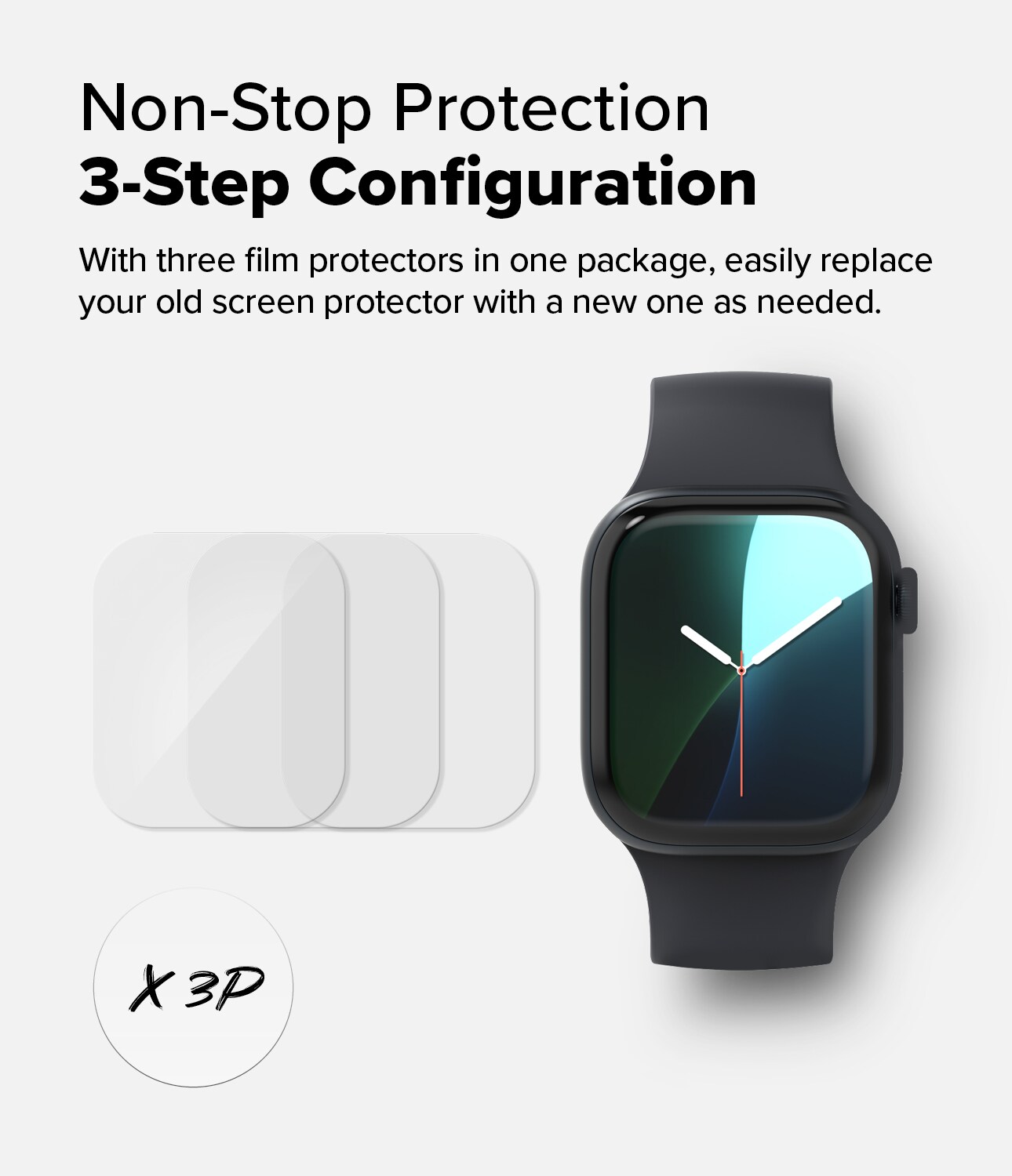 Apple Watch Series 10 42mm Skærmbeskytter beskyttelsesfilm - Dual Easy (3-pak)