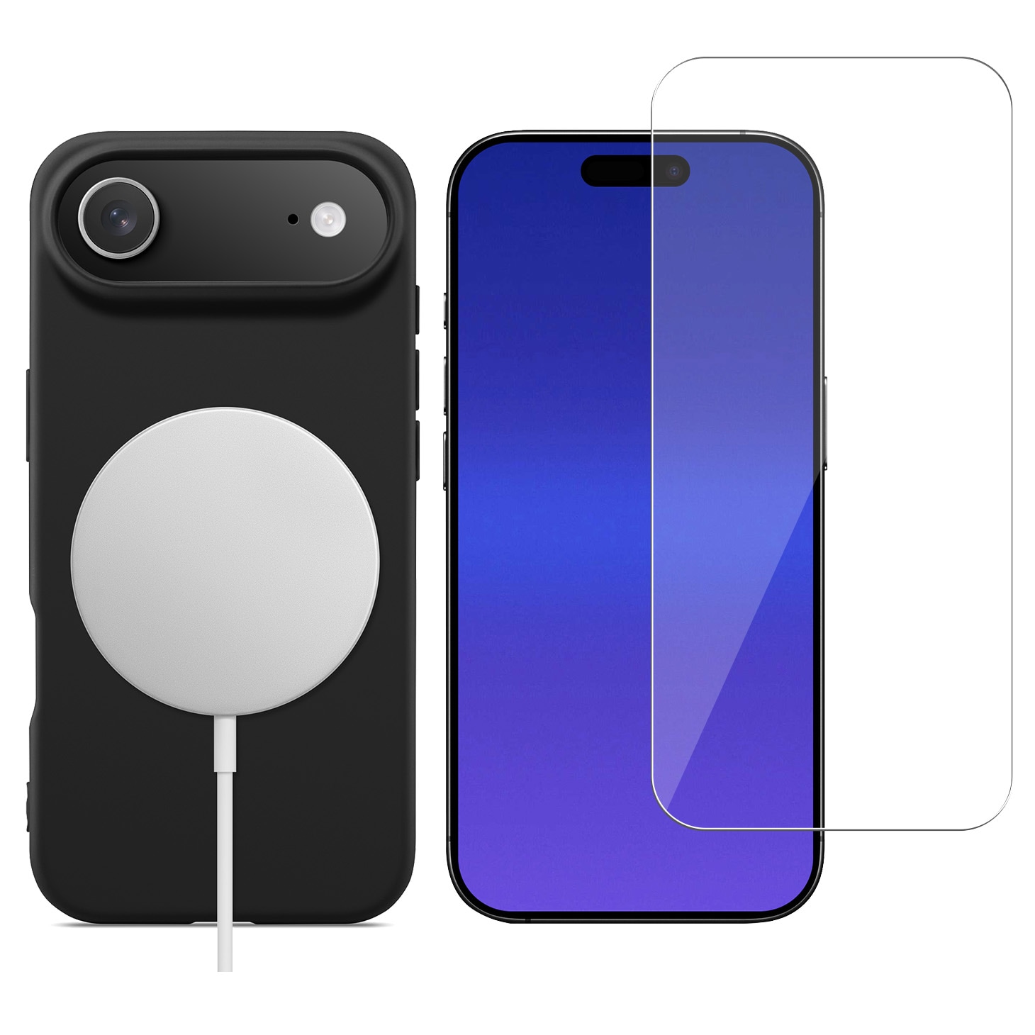 iPhone Air MagSafe-cover i TPU + Skærmbeskyttelse hærdet glas Sort