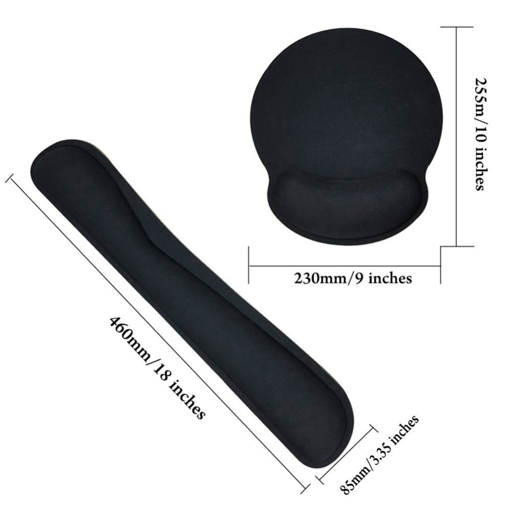 Ergonomisk støtte til tastatur + musemåtte, Sort