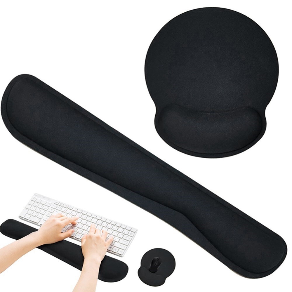 Ergonomisk støtte til tastatur + musemåtte, Sort