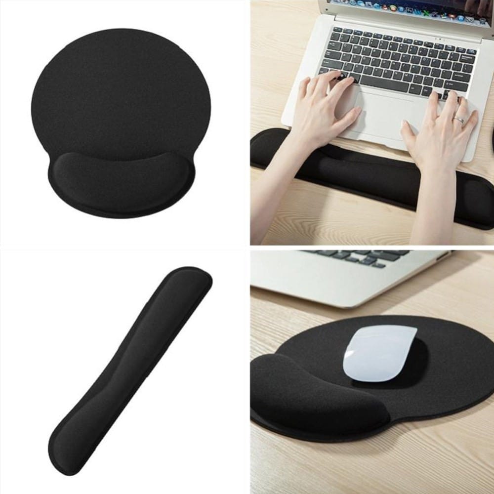 Ergonomisk støtte til tastatur + musemåtte, Sort