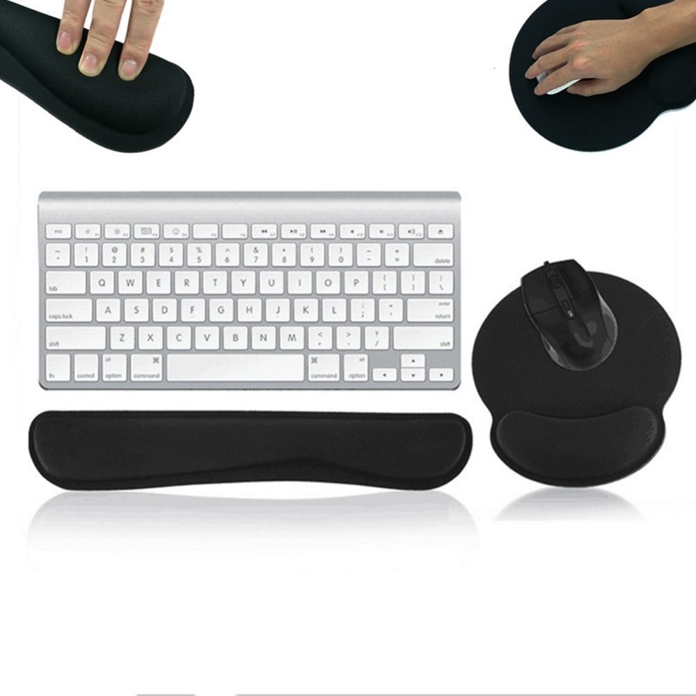 Ergonomisk støtte til tastatur + musemåtte, Sort