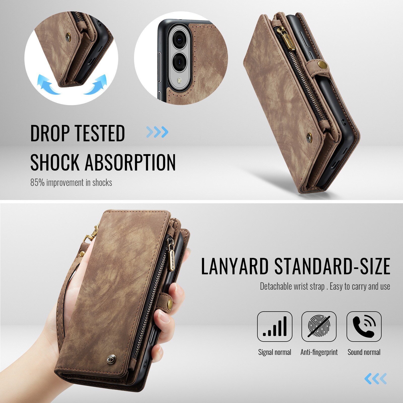 Samsung Galaxy S25 Edge Rummeligt pungetui med mange kortholdere, Brun