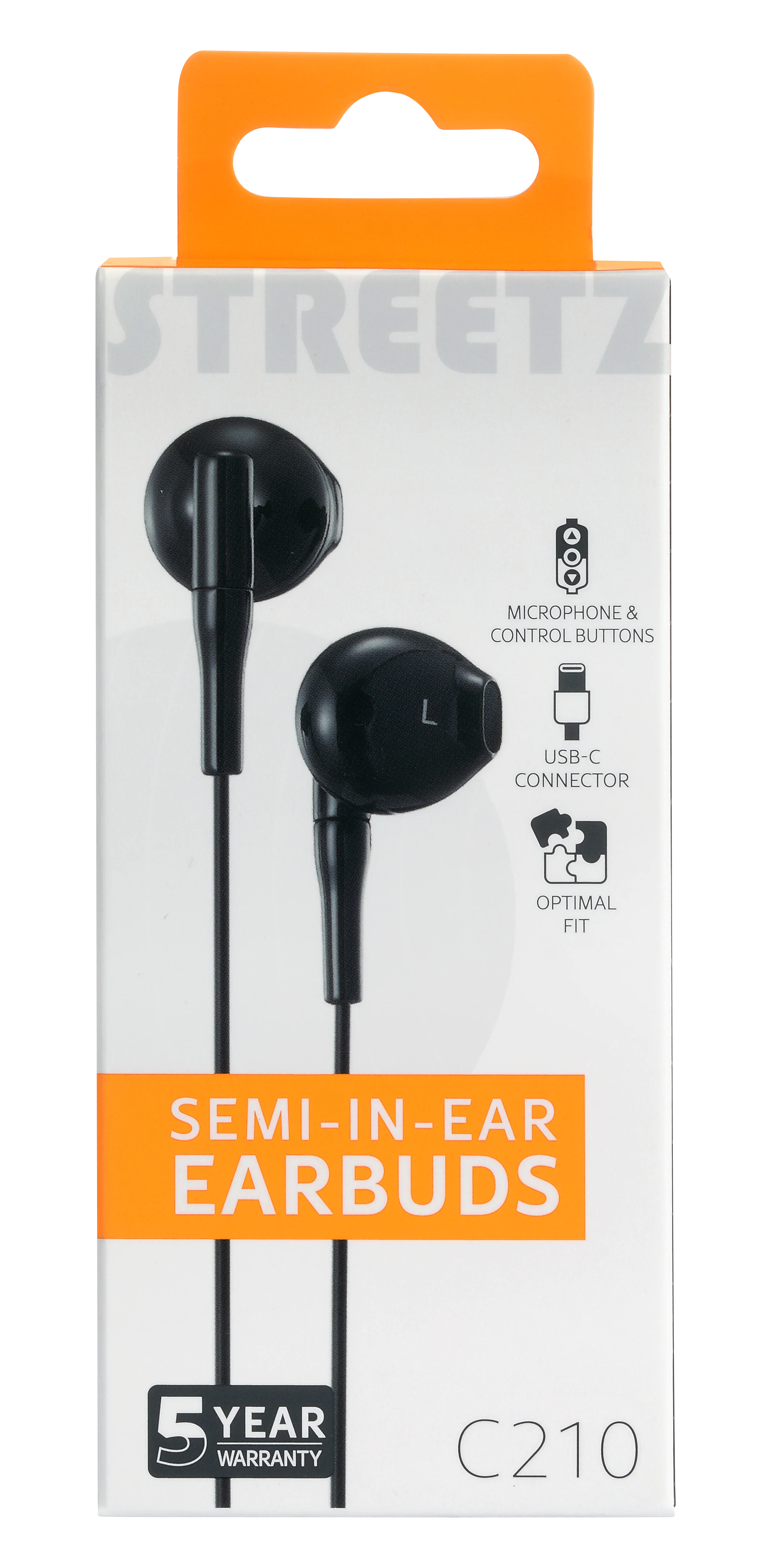 Høretelefoner semi-in-ear USB-C, Sort