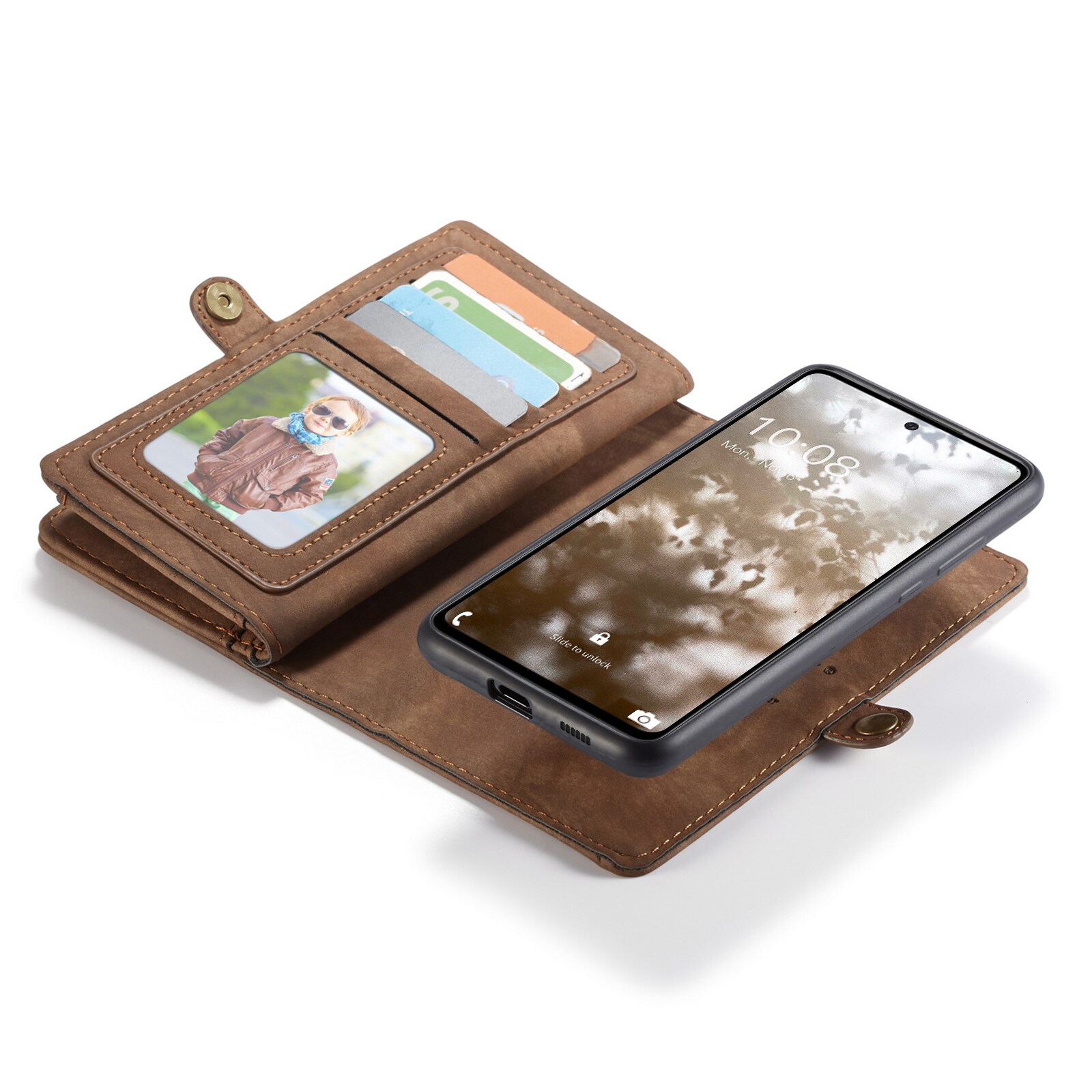 Samsung Galaxy A53 Rummeligt pungetui med mange kortholdere, Brun
