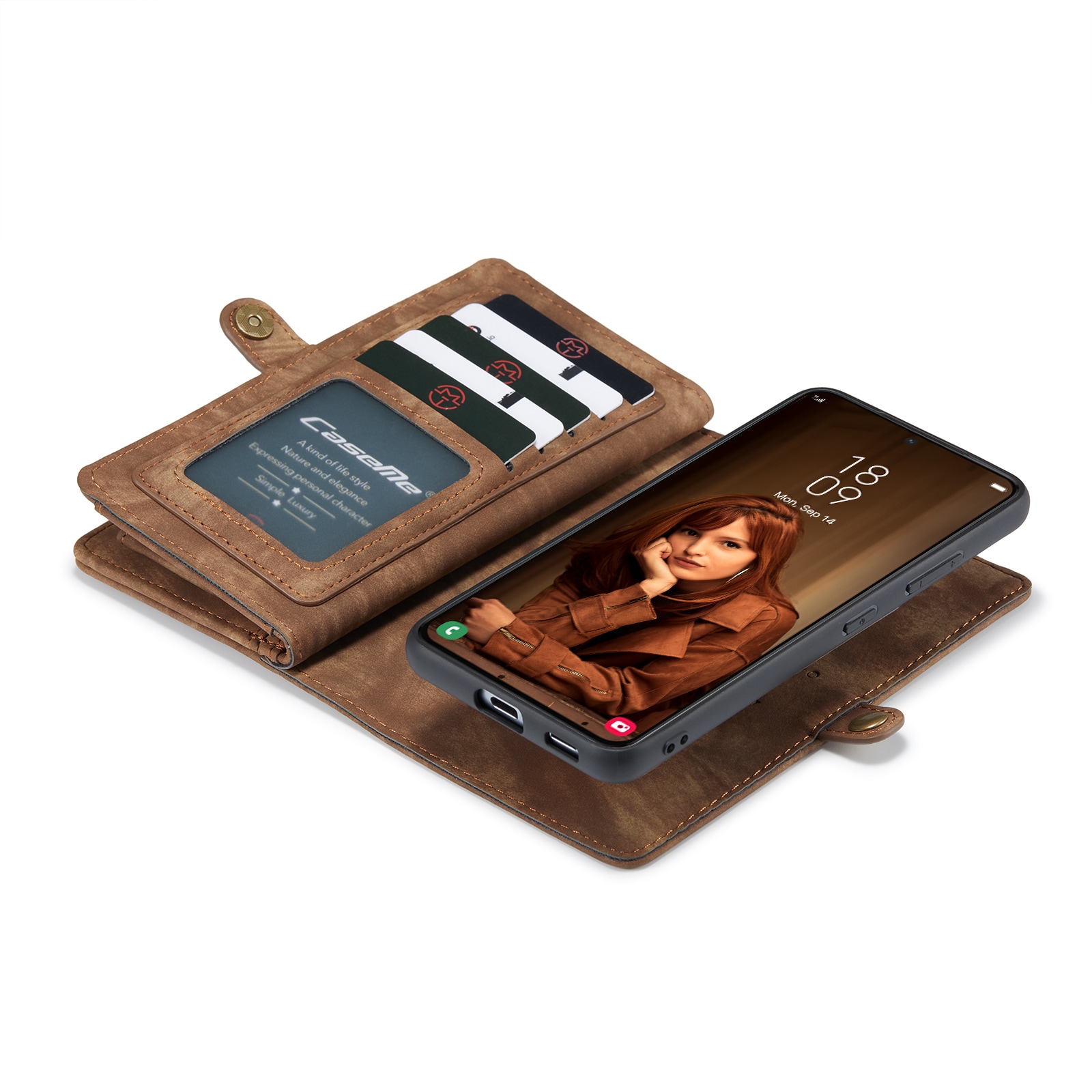 Samsung Galaxy S22 Rummeligt pungetui med mange kortholdere, Brun