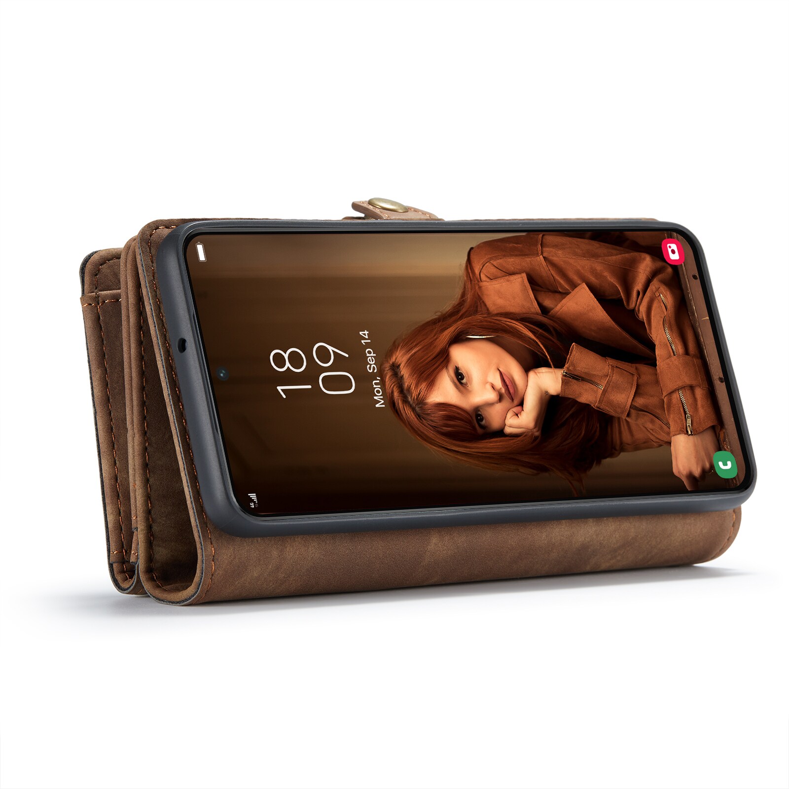 Samsung Galaxy S22 Rummeligt pungetui med mange kortholdere, Brun
