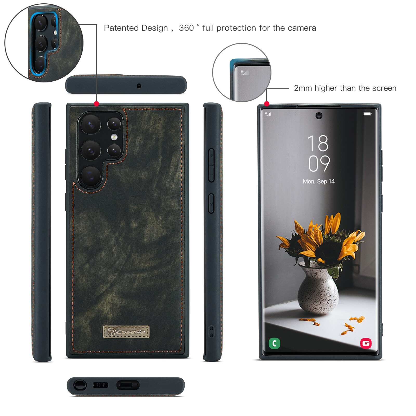 Samsung Galaxy S22 Ultra Rummeligt pungetui med mange kortholdere, Grå