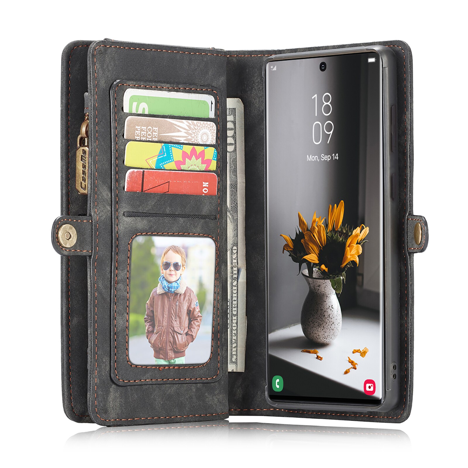 Samsung Galaxy S22 Ultra Rummeligt pungetui med mange kortholdere, Grå