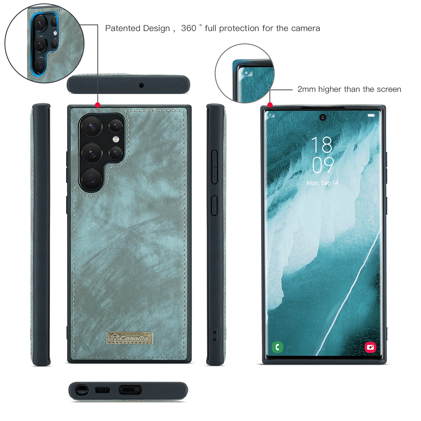 Samsung Galaxy S22 Ultra Rummeligt pungetui med mange kortholdere, Blå