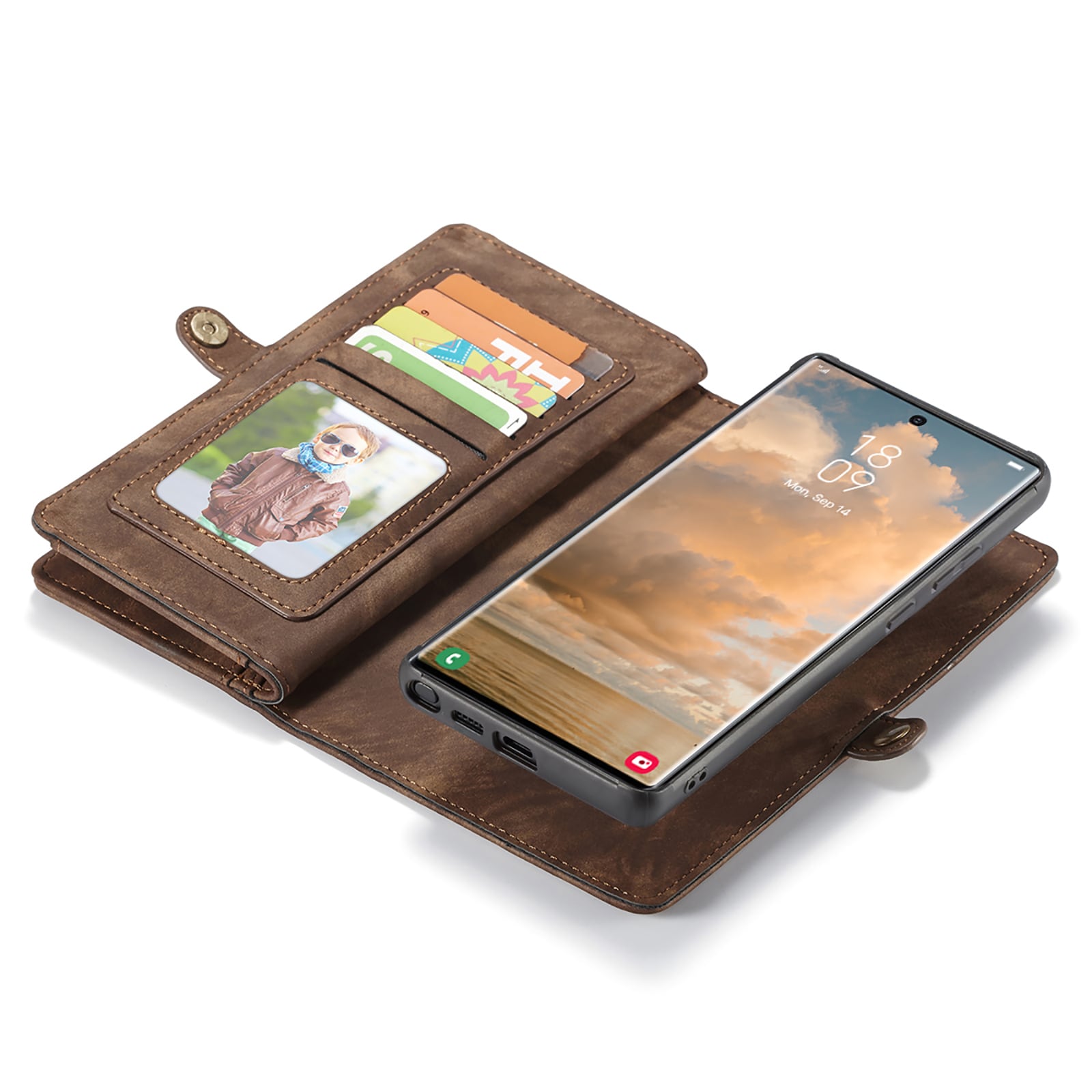 Samsung Galaxy S22 Ultra Rummeligt pungetui med mange kortholdere, Brun