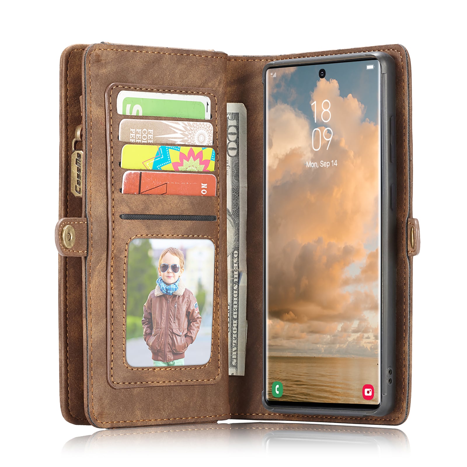 Samsung Galaxy S22 Ultra Rummeligt pungetui med mange kortholdere, Brun