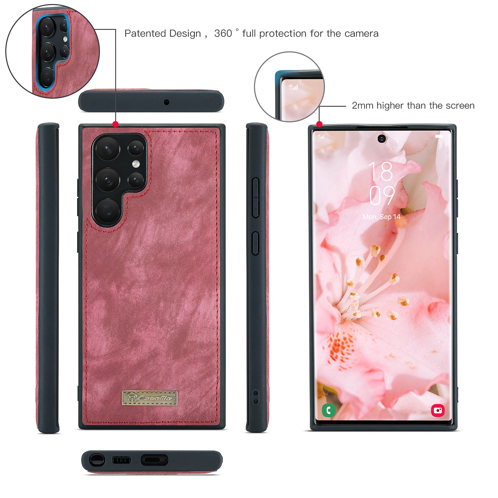 Samsung Galaxy S22 Ultra Rummeligt pungetui med mange kortholdere, Rød
