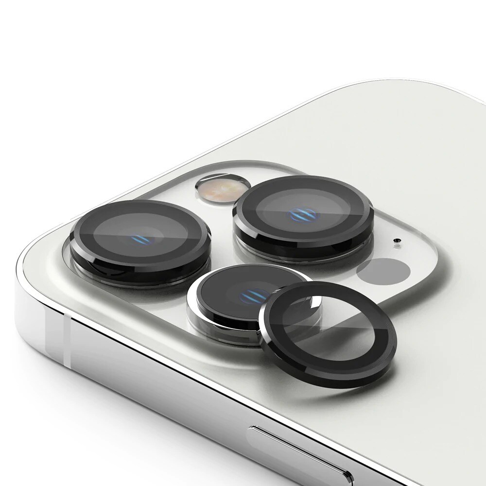 iPhone 14 Pro Max Linsebeskyttelse med aluminiumramme, Sort