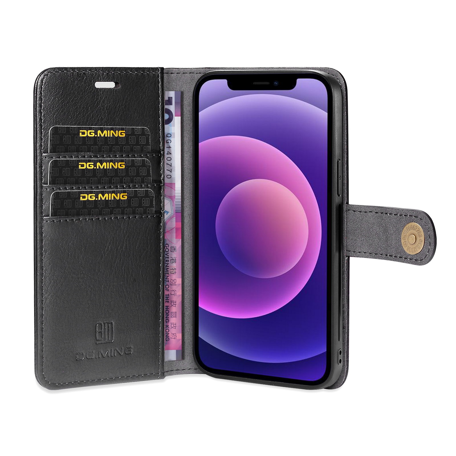 iPhone 13 Mini Pungetui med aftageligt cover, Black