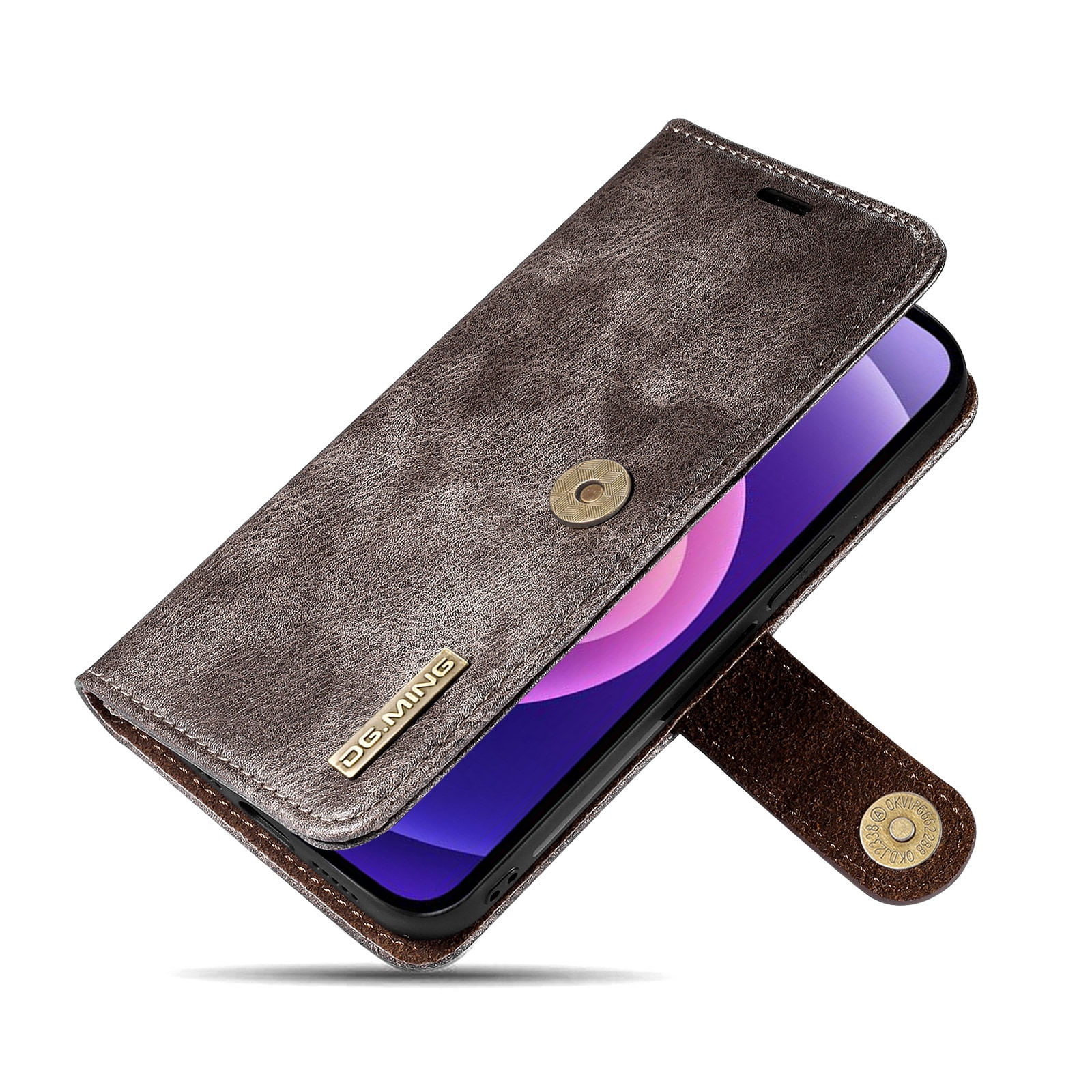 iPhone 13 Pungetui med aftageligt cover, Brown