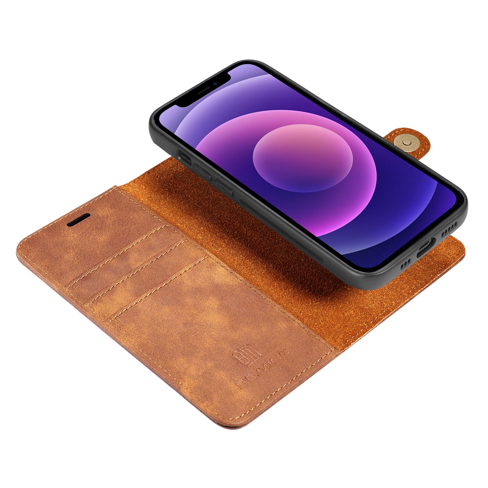 iPhone 13 Mini Pungetui med aftageligt cover, Cognac