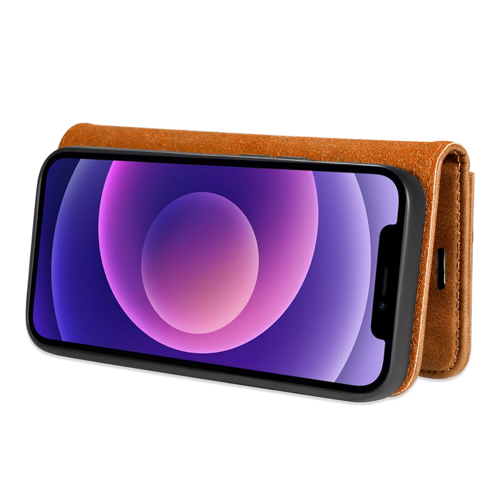 iPhone 13 Mini Pungetui med aftageligt cover, Cognac