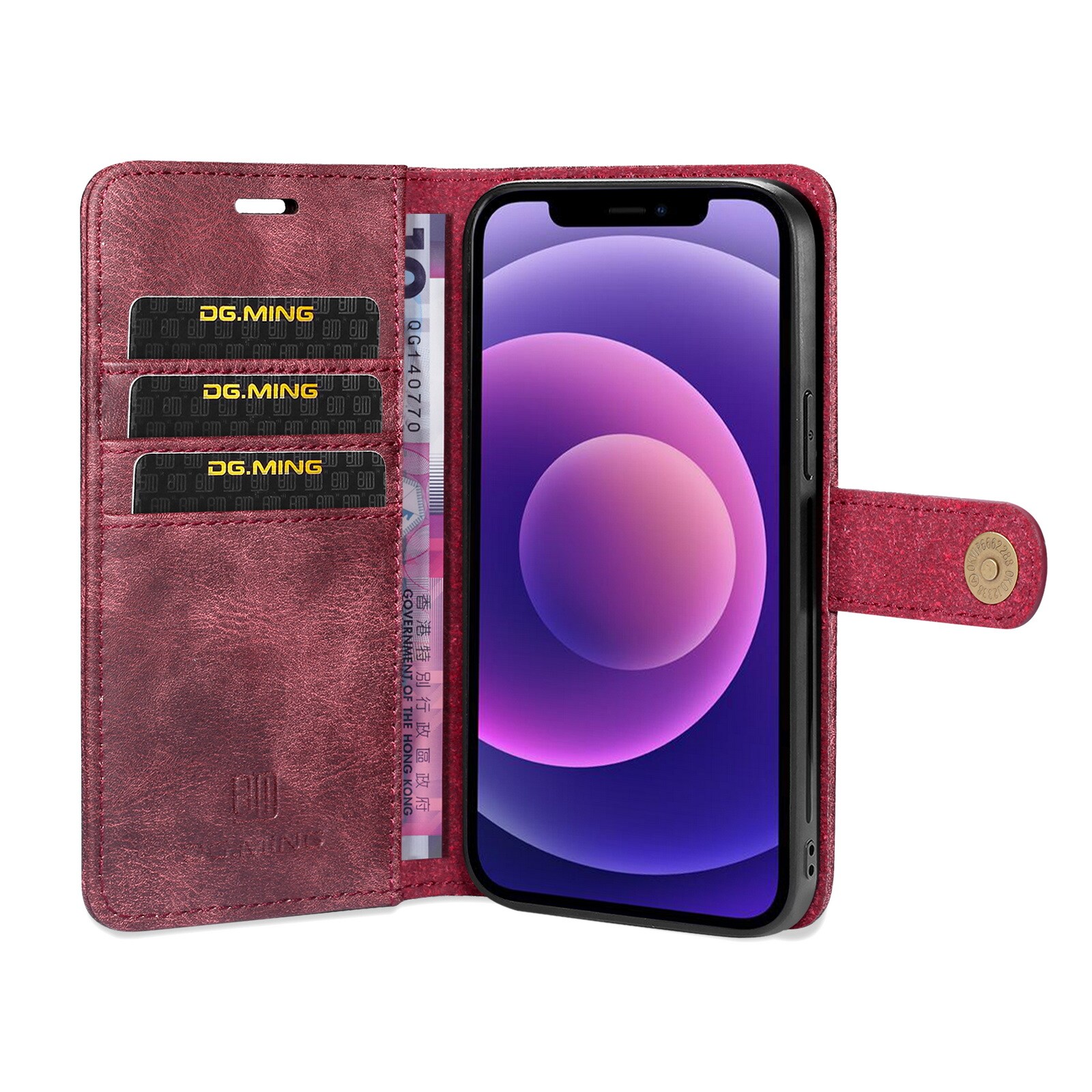 iPhone 13 Mini Pungetui med aftageligt cover, Red