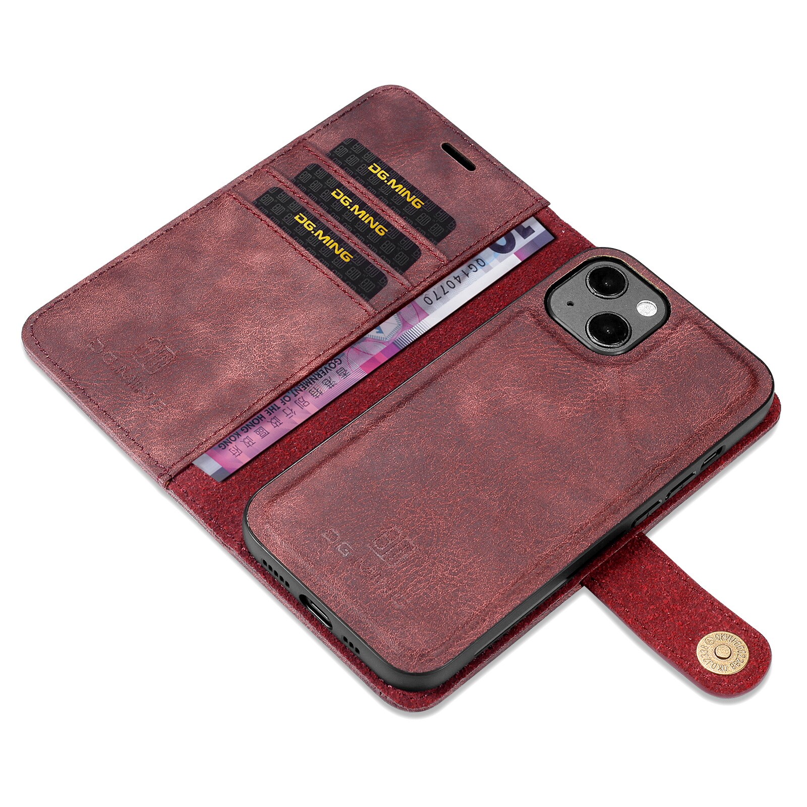 iPhone 13 Mini Pungetui med aftageligt cover, Red