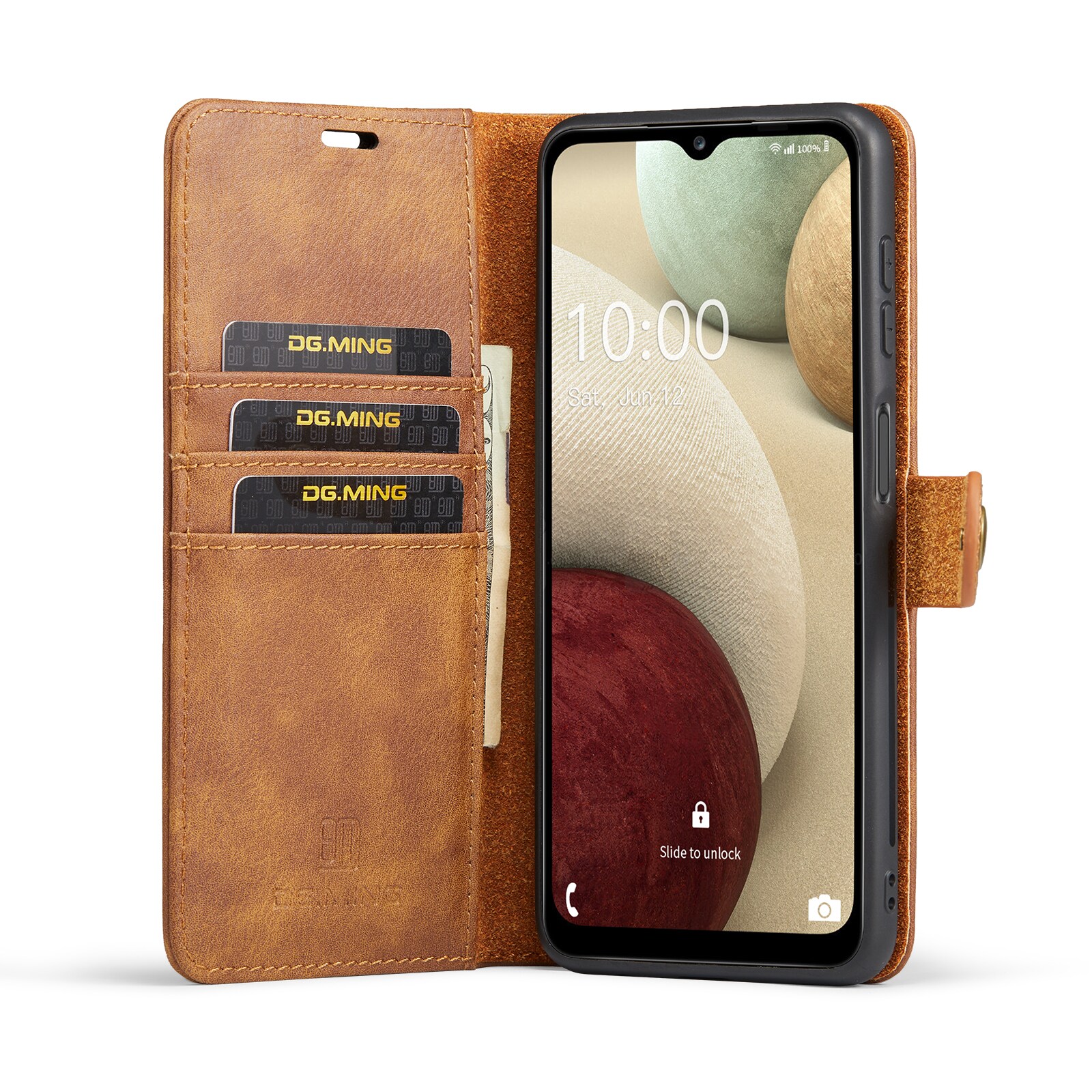 Samsung Galaxy A14 Pungetui med aftageligt cover, Cognac