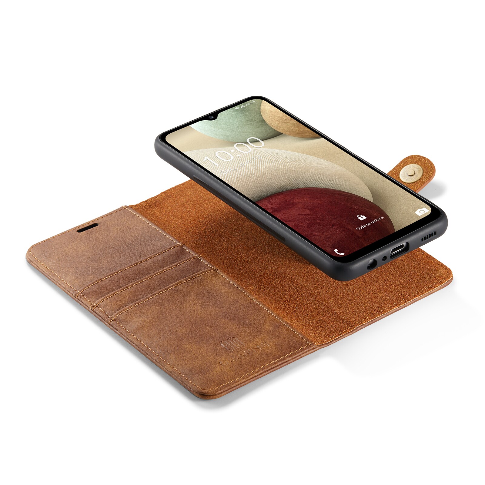 Samsung Galaxy A14 Pungetui med aftageligt cover, Cognac