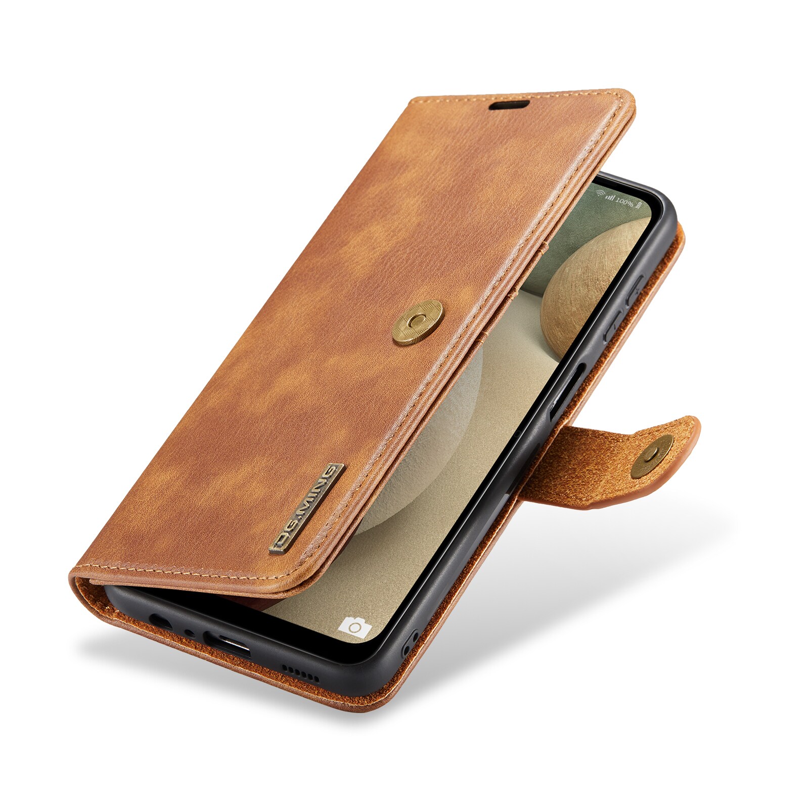 Samsung Galaxy A14 Pungetui med aftageligt cover, Cognac