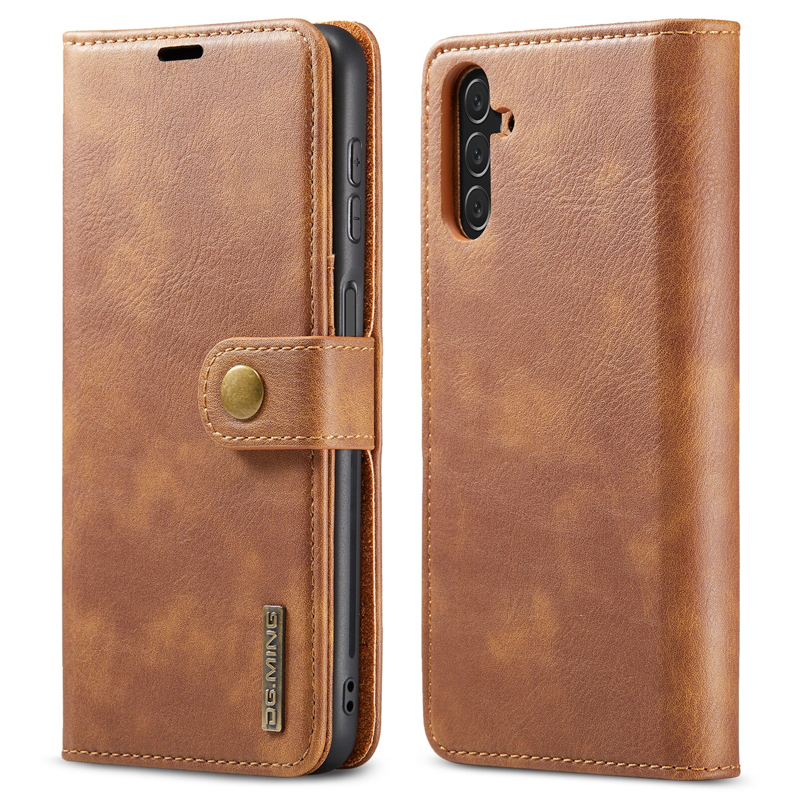 Samsung Galaxy A14 Pungetui med aftageligt cover, Cognac