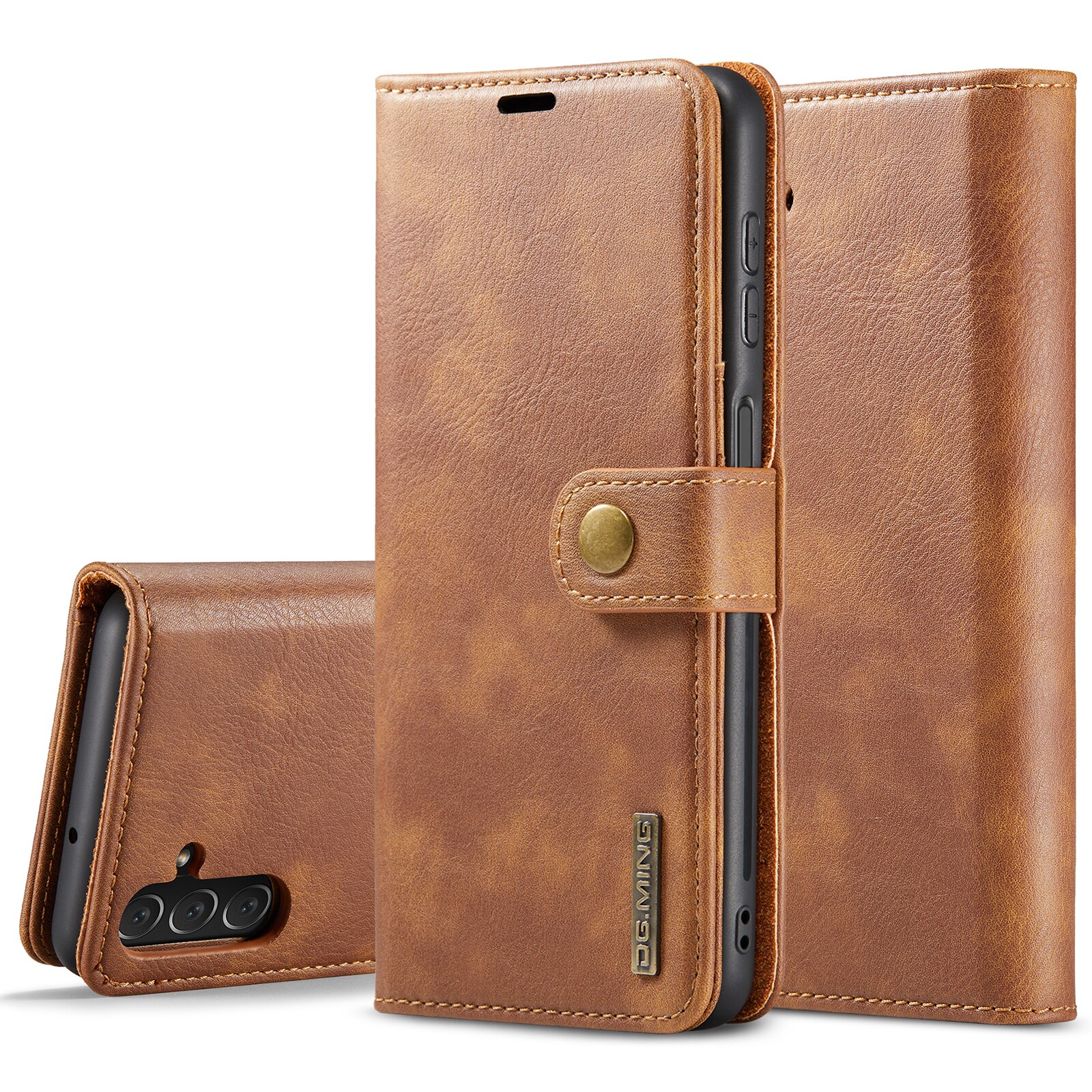 Samsung Galaxy A14 Pungetui med aftageligt cover, Cognac