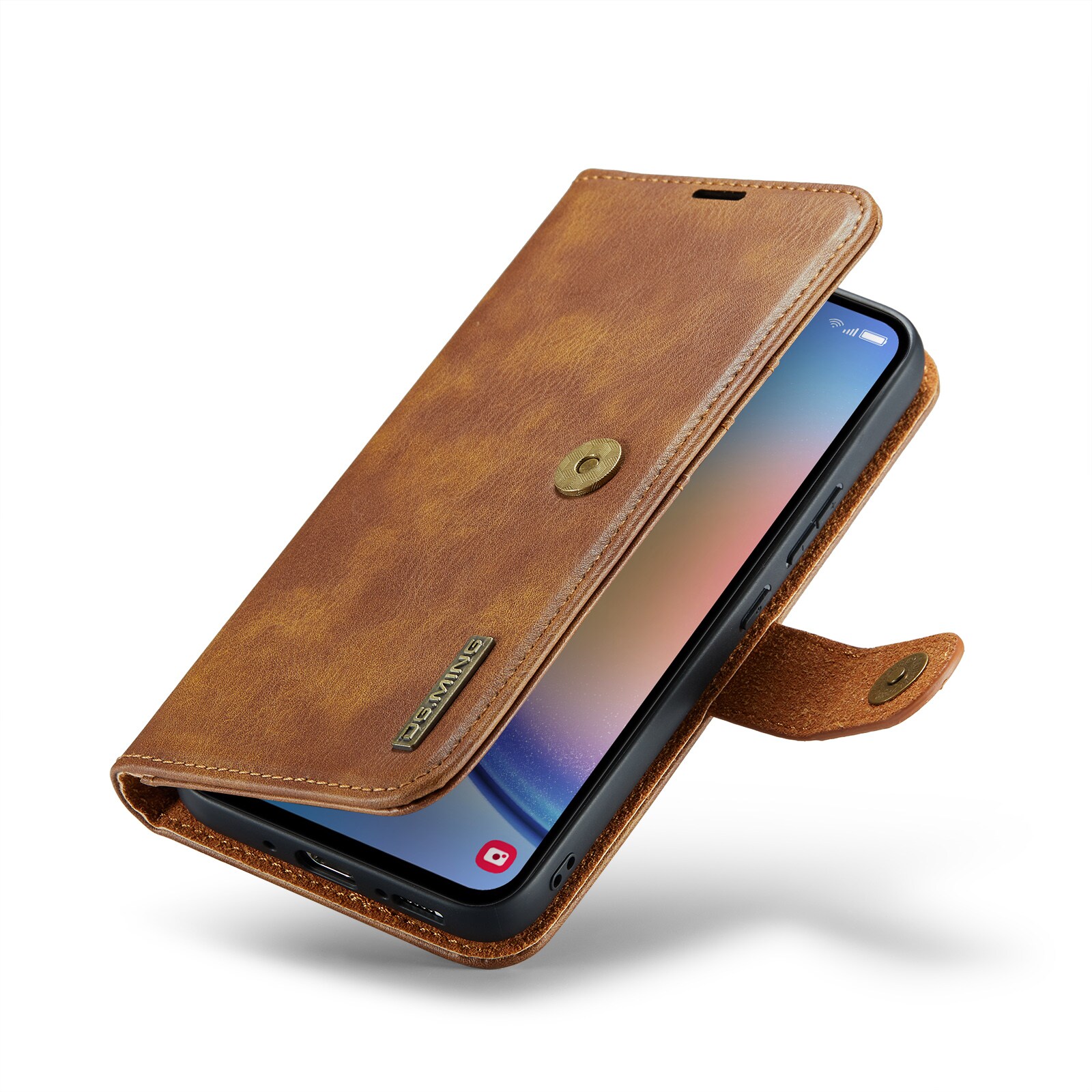 Samsung Galaxy A34 Pungetui med aftageligt cover, Cognac