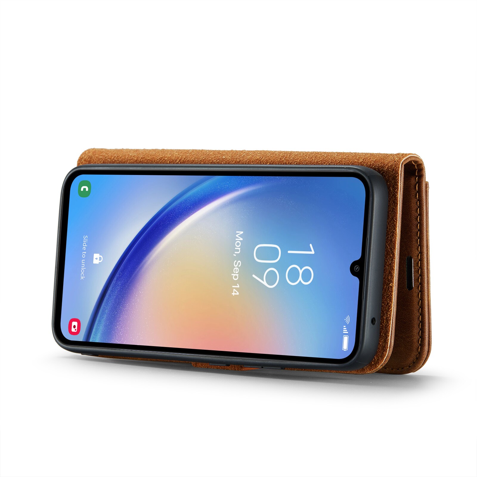 Samsung Galaxy A34 Pungetui med aftageligt cover, Cognac