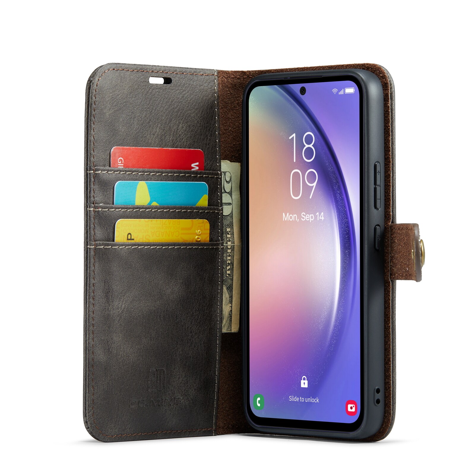 Samsung Galaxy S23 FE Pungetui med aftageligt cover, Brown