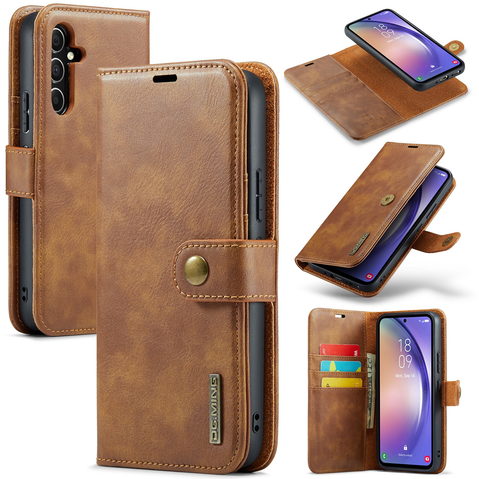 Samsung Galaxy S23 FE Pungetui med aftageligt cover, Cognac