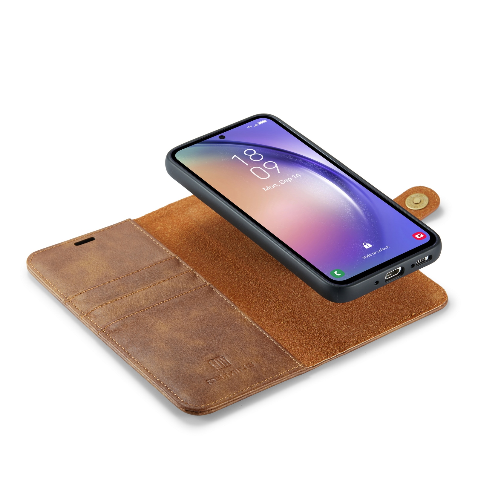 Samsung Galaxy A54 Pungetui med aftageligt cover, Cognac
