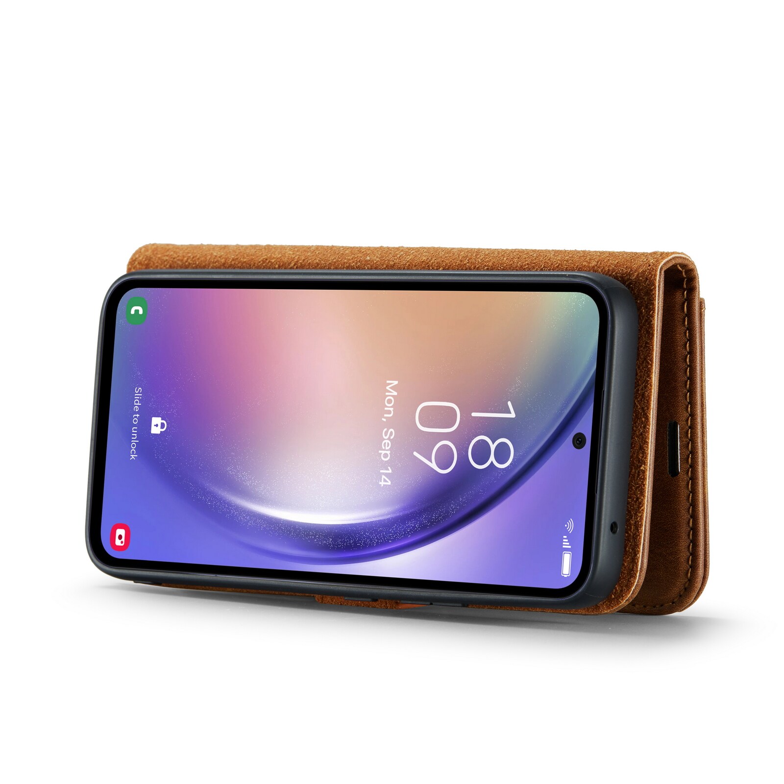 Samsung Galaxy A54 Pungetui med aftageligt cover, Cognac
