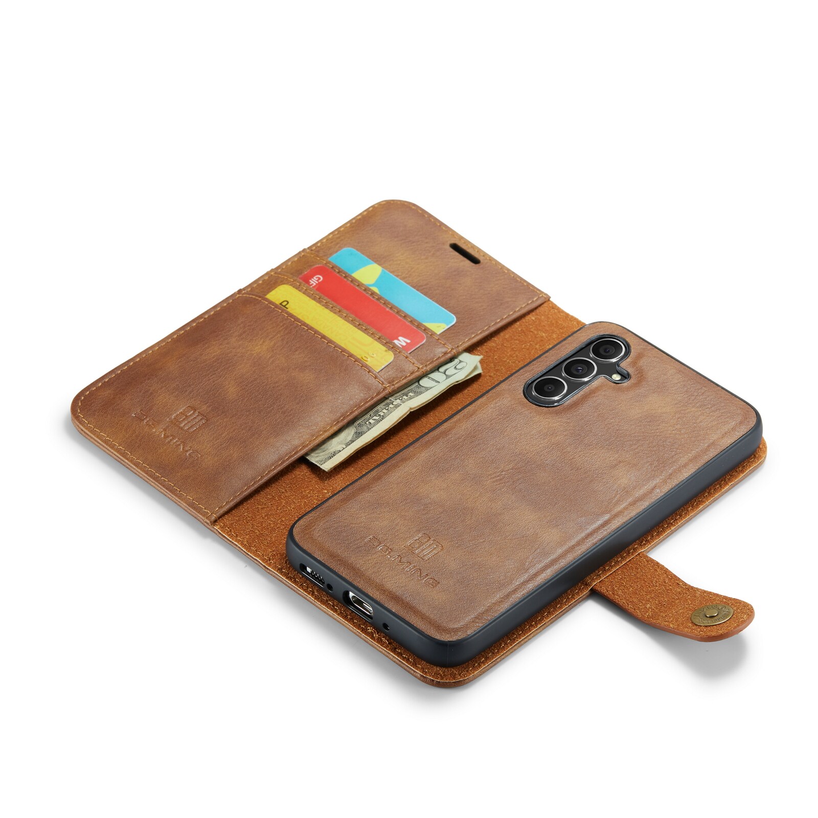 Samsung Galaxy A54 Pungetui med aftageligt cover, Cognac