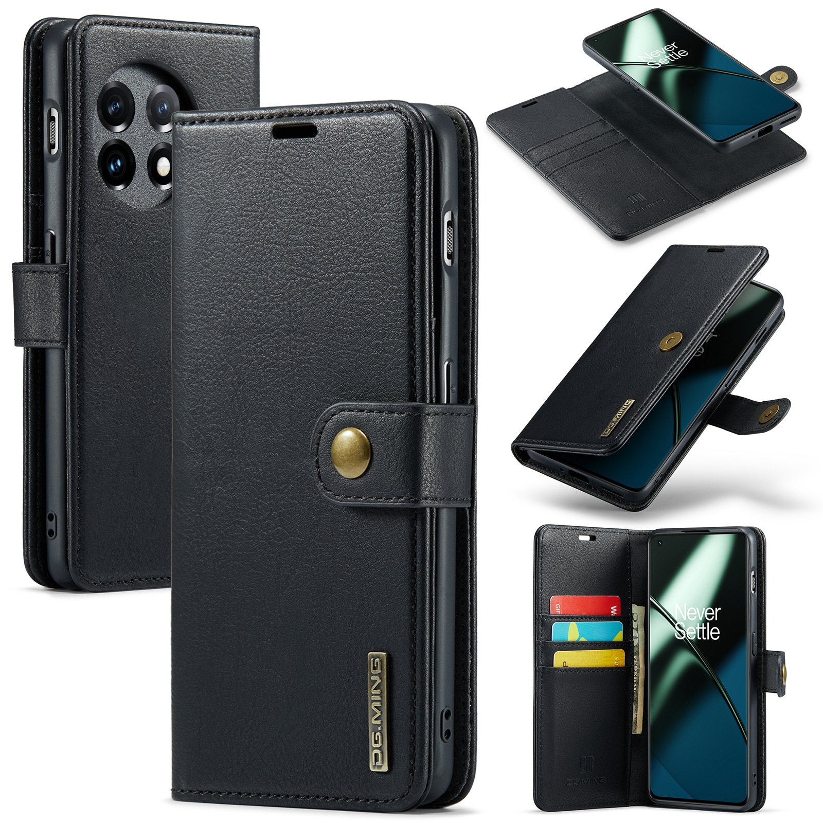  OnePlus 11 Pungetui med aftageligt cover, Black