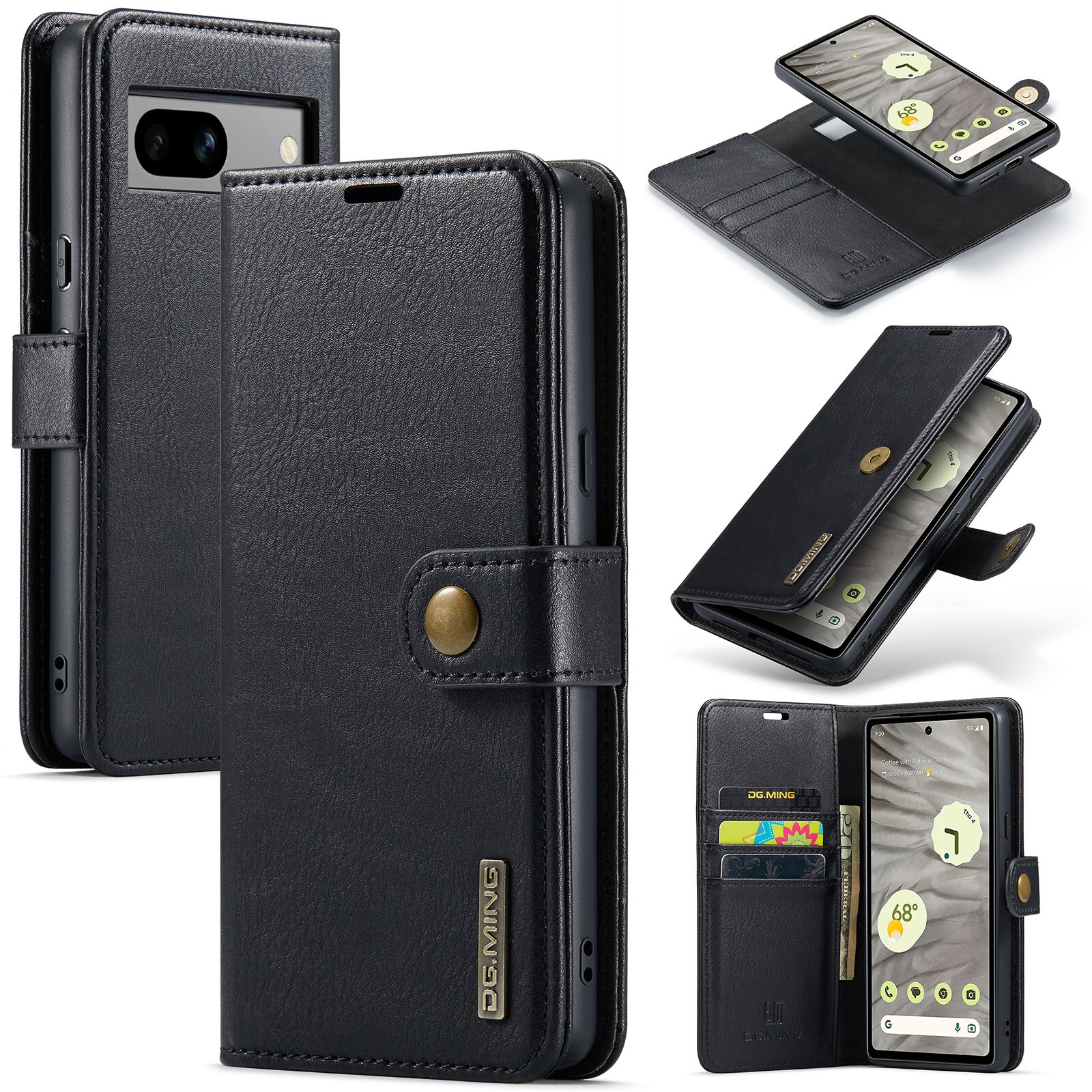 Google Pixel 7a Pungetui med aftageligt cover, Black