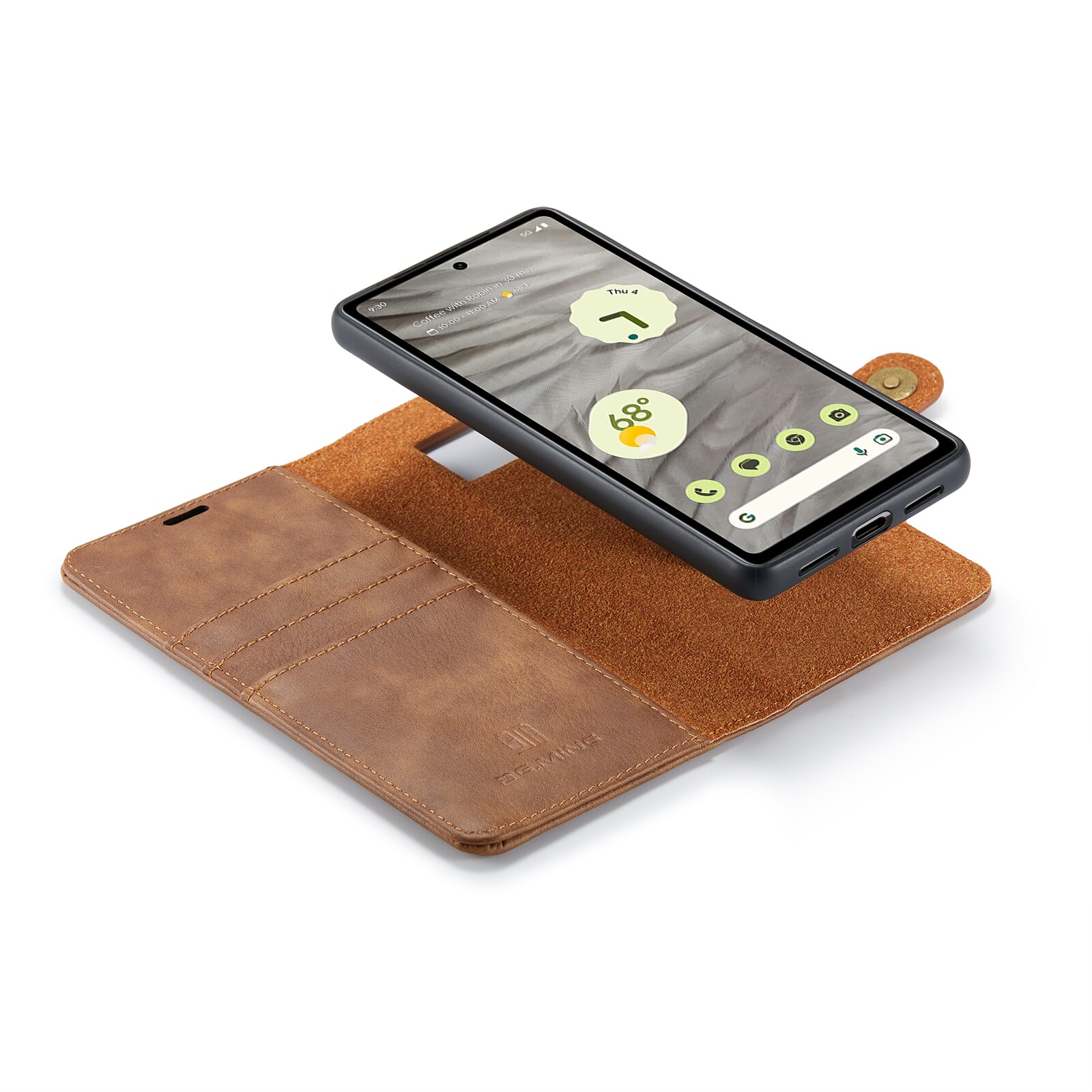 Google Pixel 7a Pungetui med aftageligt cover, Cognac