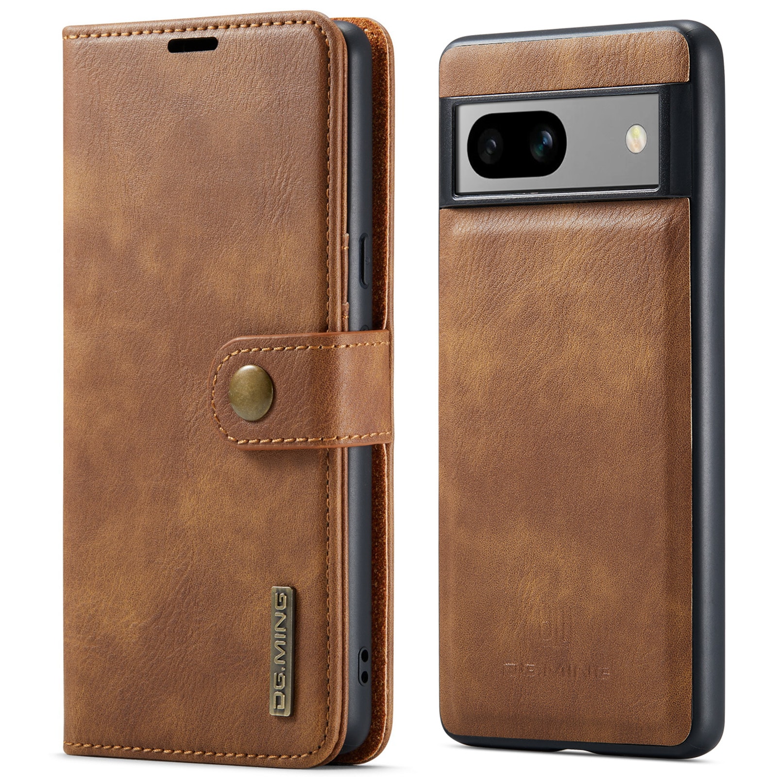 Google Pixel 7a Pungetui med aftageligt cover, Cognac