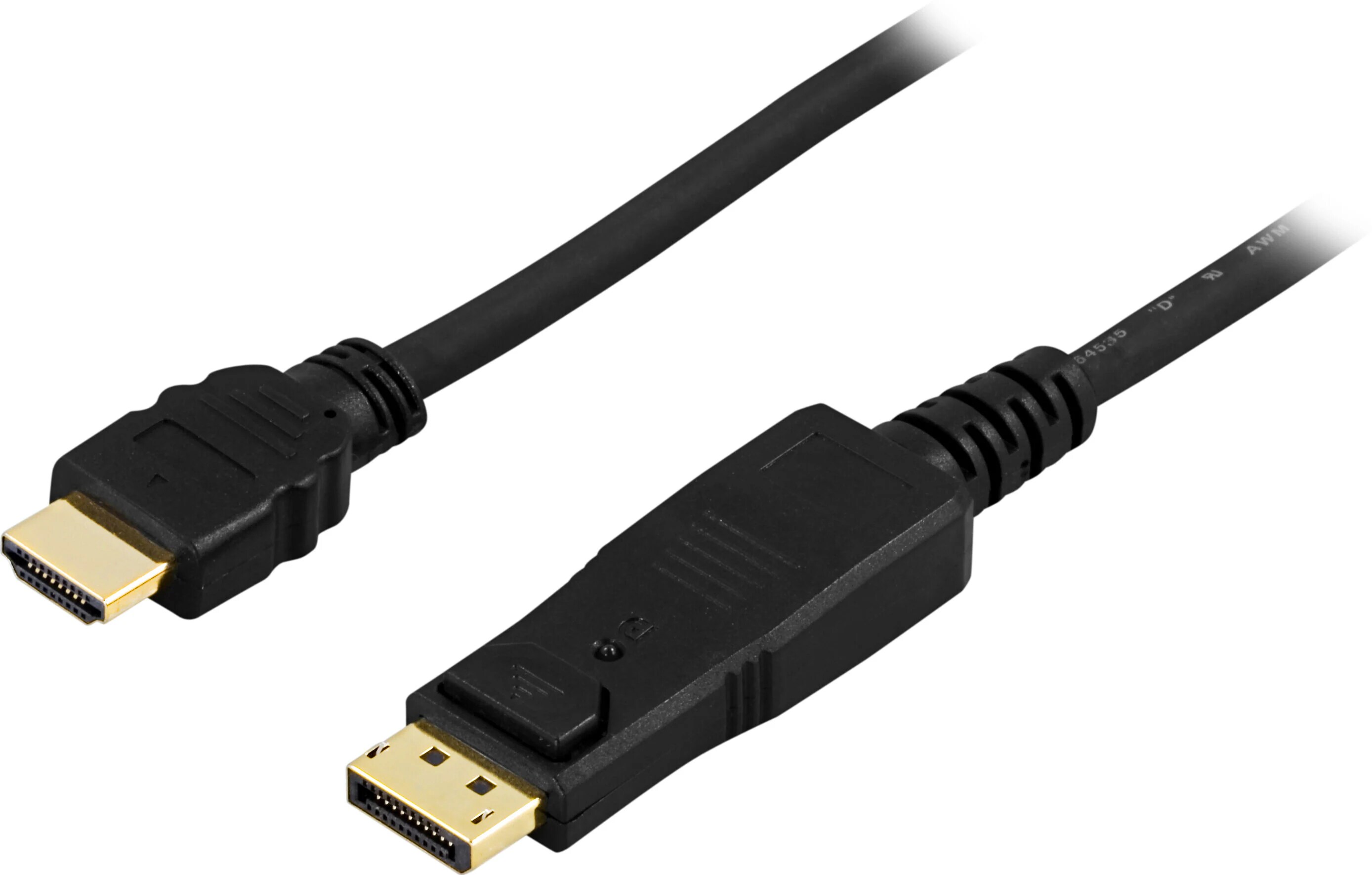 DisplayPort han til HDMI han monitorkabel 2m, Sort