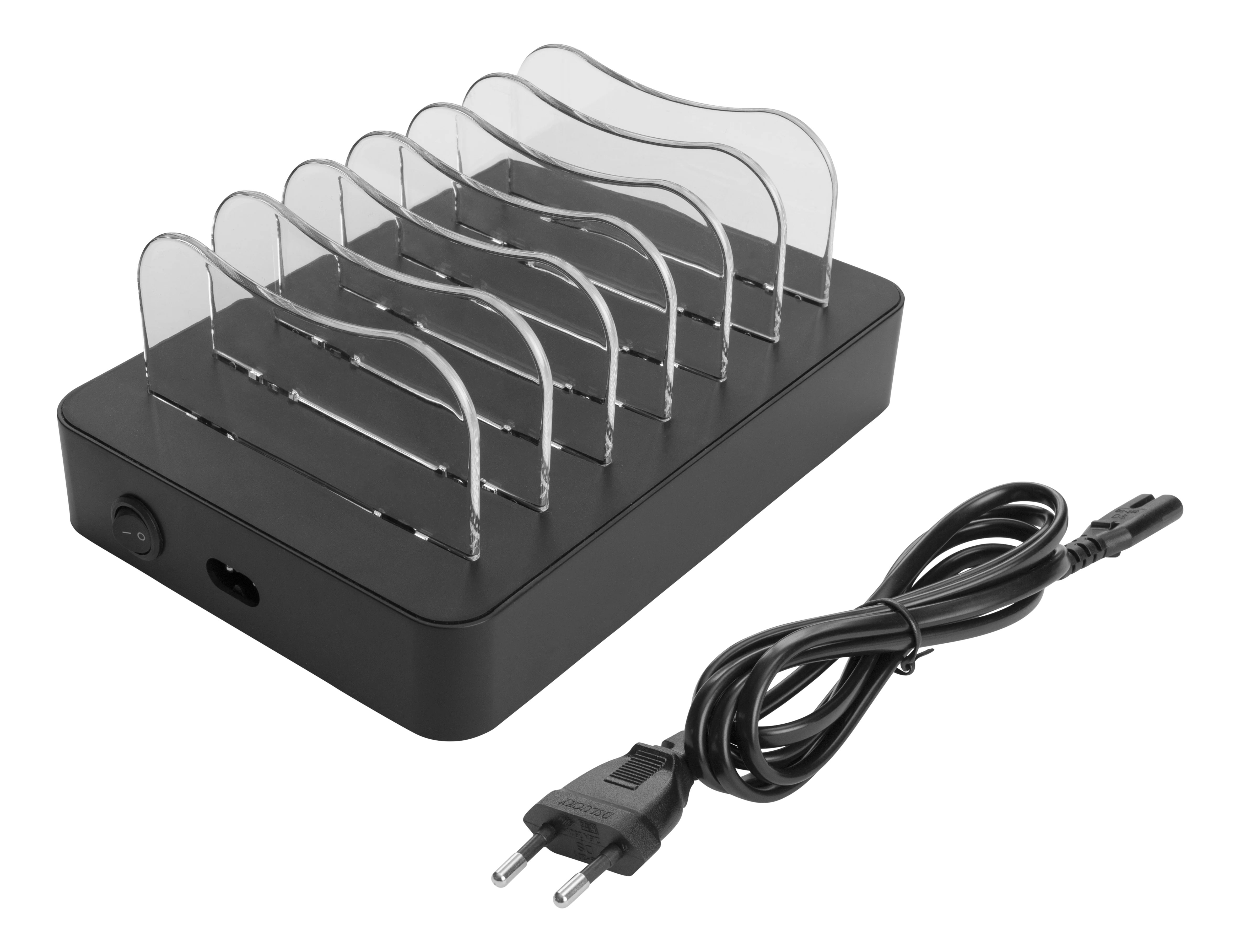 Ladestation 5x USB-A + 1x USB-C 50W, Sort