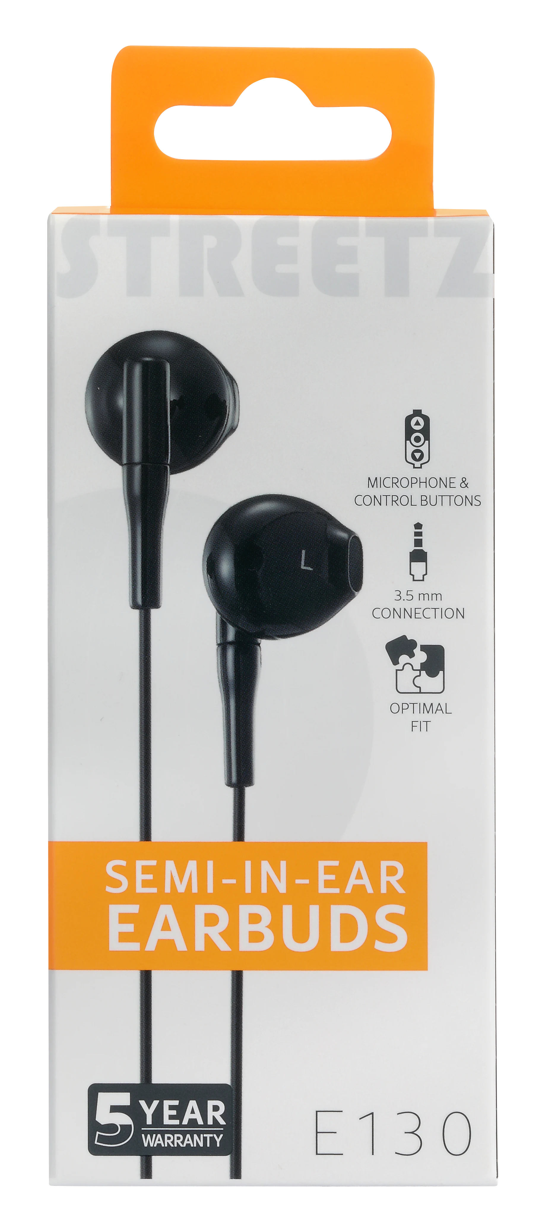 Høretelefoner semi-in-ear 3.5mm, Sort
